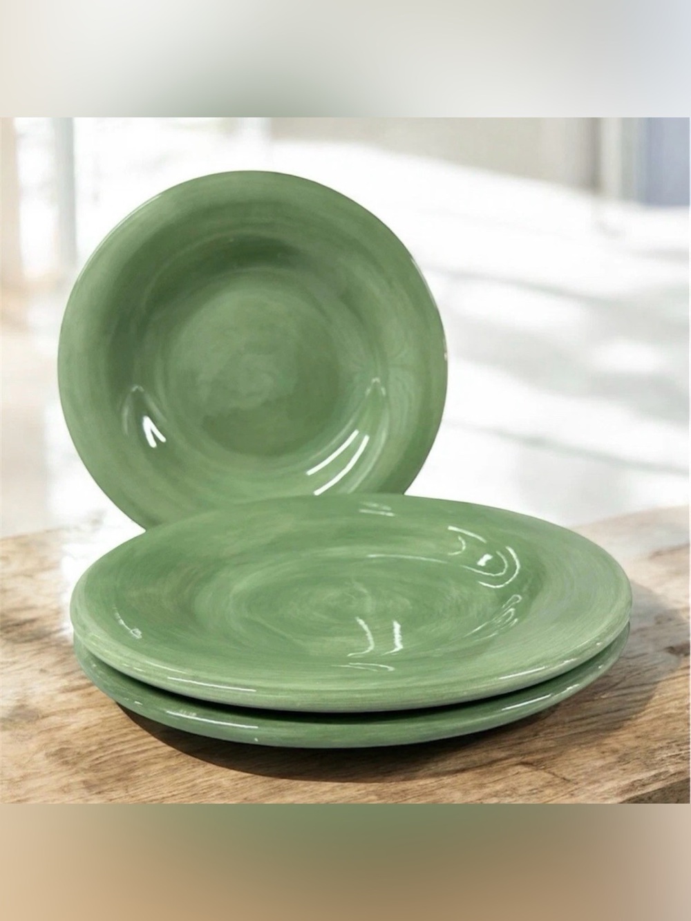 Vintage Tabletops Unlimited España Sage Green 11” Dinner Plates Set of 3